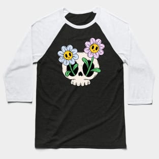 Skull flowers Baseball T-Shirt